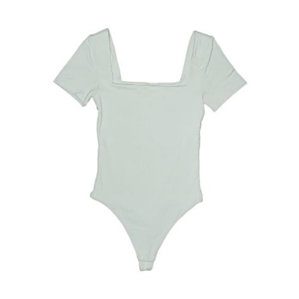 Aritzia Babaton Squareneck Bodysuit 2XS Terrace Sage Green Ribbed Short Sleeve